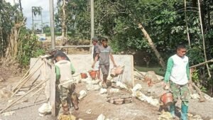 Pondasi Jalan Menuju Jembatan Gantung di Desa Taddang Palie Jadi Objek Prioritas TMMD